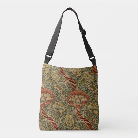 William Morris Wandle Engels Bloemen Damask Design Crossbody Tas (Voorkant)
