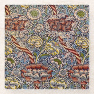 William Morris Wandle Engels Bloemen Damask Design Glazen Onderzetter