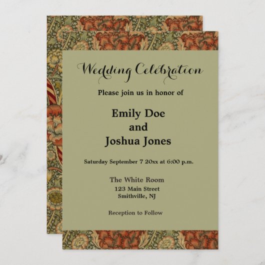 William Morris Wandle Engels Bloemen Damask Design Kaart (Voorkant / Achterkant)