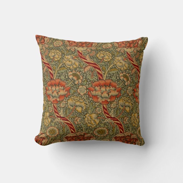 William Morris Wandle Engels Bloemen Damask Design Kussen (Voorkant)