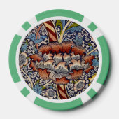 William Morris Wandle Engels Bloemen Damask Design Poker Chips (Achterkant)