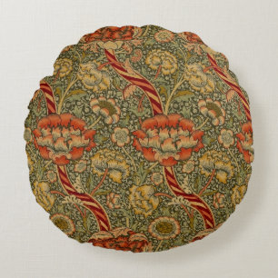 William Morris Wandle Engels Bloemen Damask Design Rond Kussen