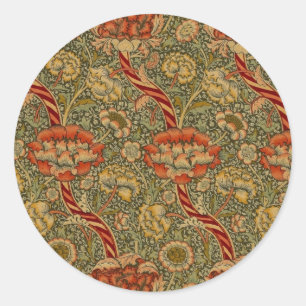 William Morris Wandle Engels Bloemen Damask Design Ronde Sticker