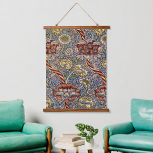 William Morris Wandle Navy Blauwe Bloemstuk Kunst Hangend Wandkleed