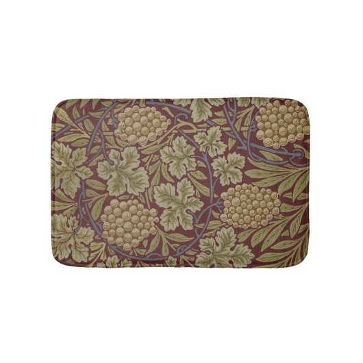 William Morris Wijnstok Druivenrood Groene Kunst Badmat (Voorkant)