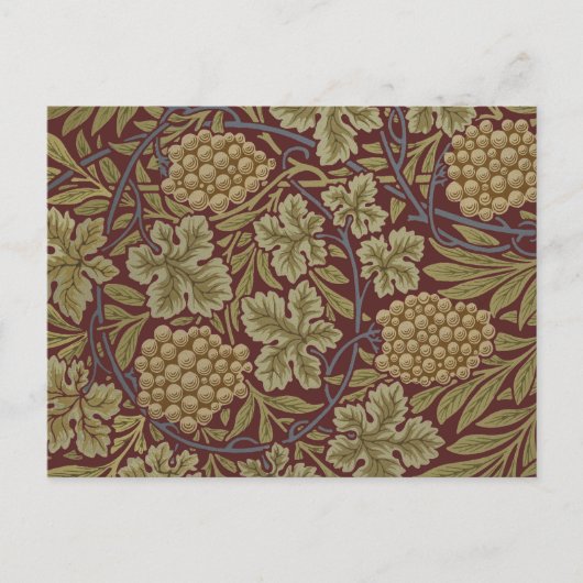 William Morris Wijnstok Druivenrood Groene Kunst Briefkaart (Voorkant)
