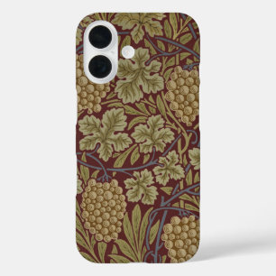 William Morris Wijnstok Druivenrood Groene Kunst iPhone 16 Hoesje