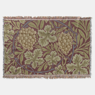 William Morris Wijnstok Druivenrood Groene Kunst Deken