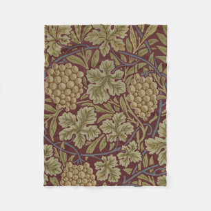 William Morris Wijnstok Druivenrood Groene Kunst Fleece Deken
