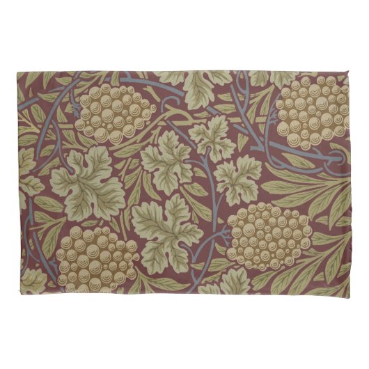 William Morris Wijnstok Druivenrood Groene Kunst Kussensloop (Voorkant)