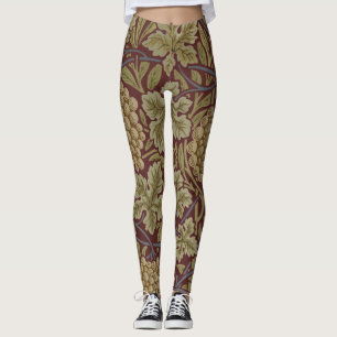 William Morris Wijnstok Druivenrood Groene Kunst Leggings