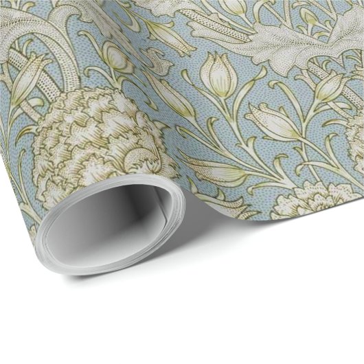William Morris  Wild Tulip Flowers Blue Cadeaupapier (Rol Hoek)