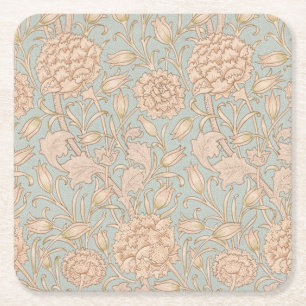 William Morris Wilde Tulp Bloem Bloemontwerp Vierkante Kartonnen Onderzetter