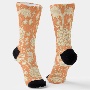 William Morris Wilde Tulp Oranje Bloemmotief Kunst Sokken