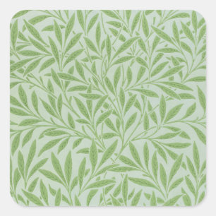 William Morris Wilg Bloem Klassiek Groen Vierkante Sticker