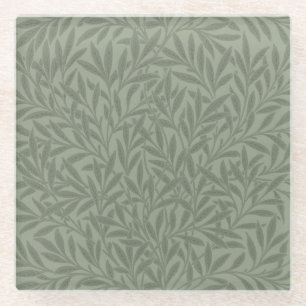 William Morris Wilgenpatroon Antiek Saliegroen Glazen Onderzetter