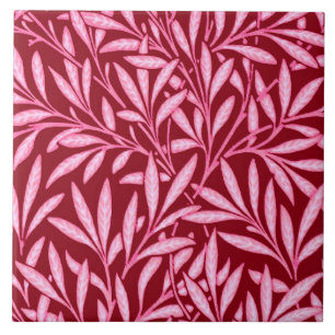 William Morris Wilgenpatroon, bordeauxrood en roze Tegeltje