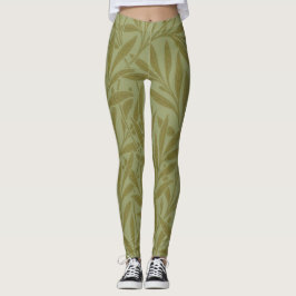 William Morris Willow Antiek Green Leaf Vine Art Leggings