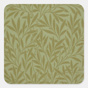 William Morris Willow Antiek Green Leaf Vine Art Vierkante Sticker