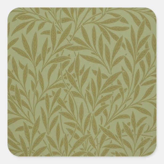 William Morris Willow Antiek Green Leaf Vine Art Vierkante Sticker (Voorkant)