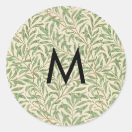 William Morris Willow Bough Leaf Monogram Ronde Sticker