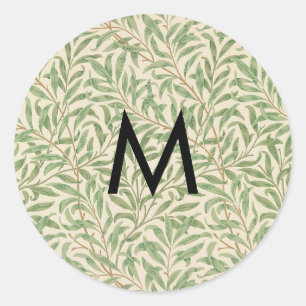 William Morris Willow Bough  Leaf Monogram Ronde Sticker