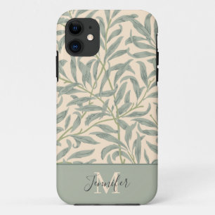 William Morris Willow Bough Pattern met Monogram iPhone 11 Hoesje