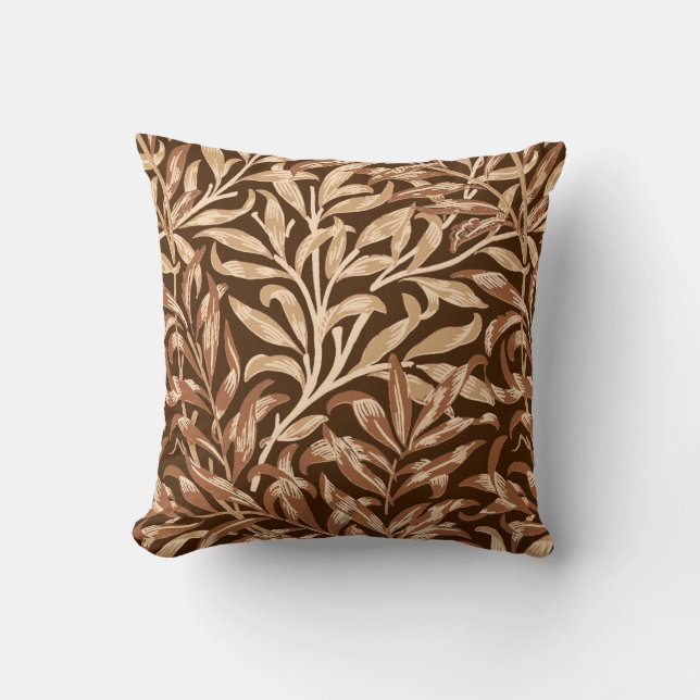 William Morris Willow Bough, Taupe en Brown Kussen (Voorkant)
