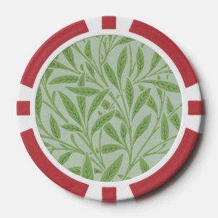 William Morris Willow Flower Classic Green Poker Chips