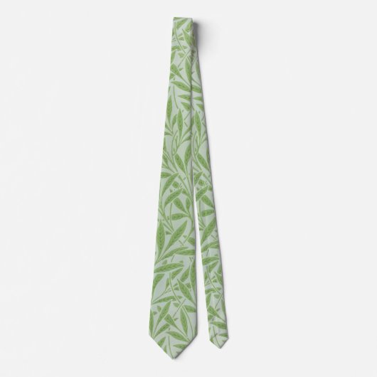 William Morris Willow Flower Classic Green Stropdas (Voorkant)