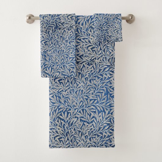 William Morris Willow Leaves Dark Blue Bad Handdoek (Insitu)