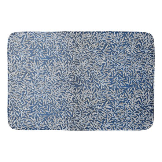 William Morris  Willow Leaves Dark Blue Badmat (Voorkant)
