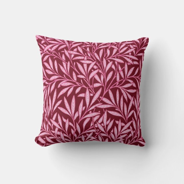 William Morris Willow Pattern, Burgundy & Pink Kussen (Voorkant)