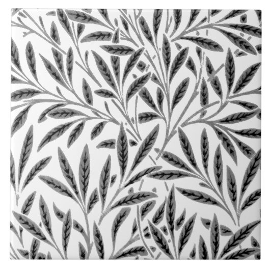 William Morris Willow Pattern, Grey / Grey & White Tegeltje (Voorkant)