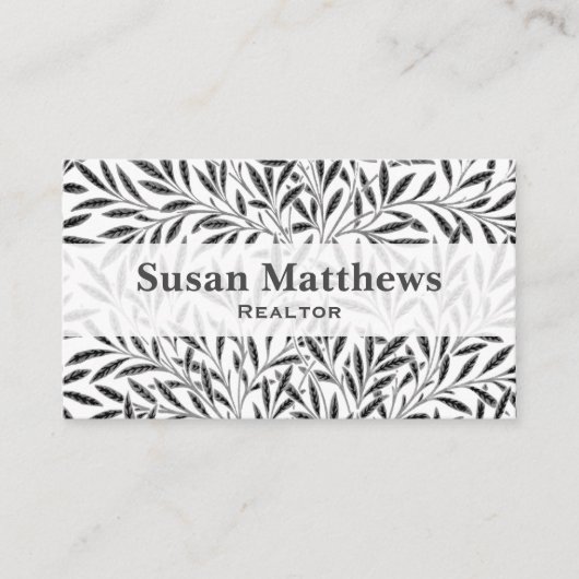 William Morris Willow Pattern, Grey / Grey & White Visitekaartje (Voorkant)