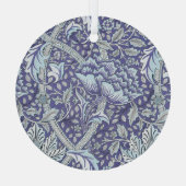 William Morris Windrush blauwe bloemen Glas Ornament (Achterkant)