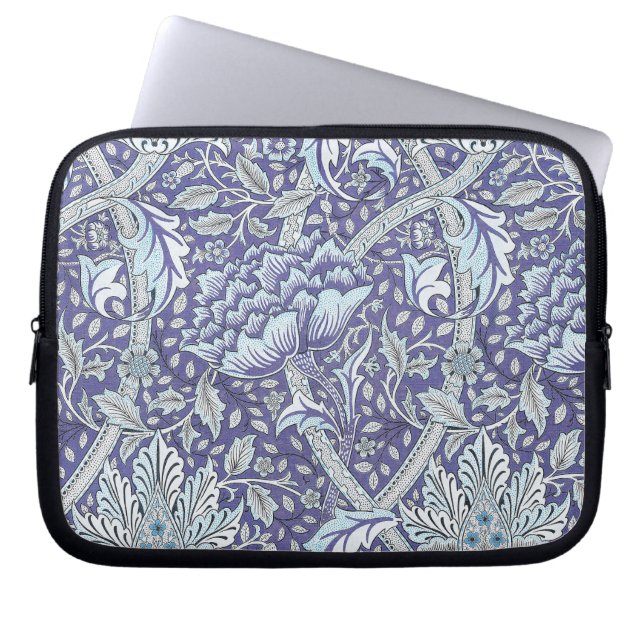 William Morris Windrush blauwe bloemen Laptop Sleeve (Voorkant)