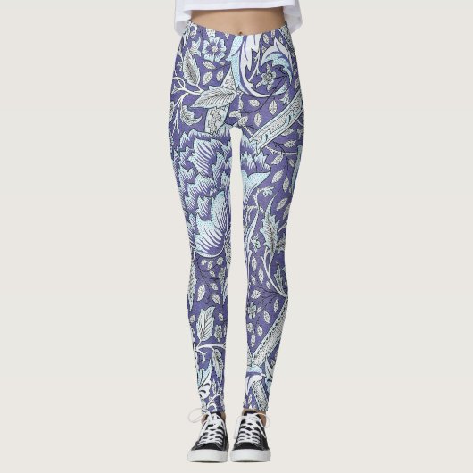 William Morris Windrush blauwe bloemen Leggings (Voorkant)
