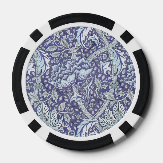 William Morris Windrush blauwe bloemen Poker Chips (Achterkant)