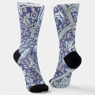 William Morris Windrush blauwe bloemen Sokken