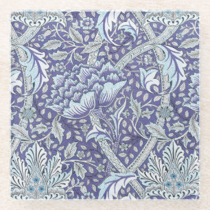 William Morris Windrush Blauwe Bloempatroon Glazen Onderzetter