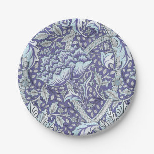William Morris Windrush Blauwe Bloempatroon Papieren Bordje