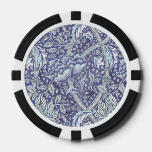 William Morris Windrush Blauwe Bloempatroon Poker Chips