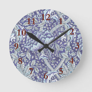 William Morris Windrush Blauwe Bloempatroon Ronde Klok