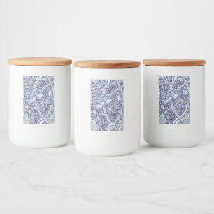 William Morris Windrush Blauwe Bloempatroon Voedselcontainer Etiket