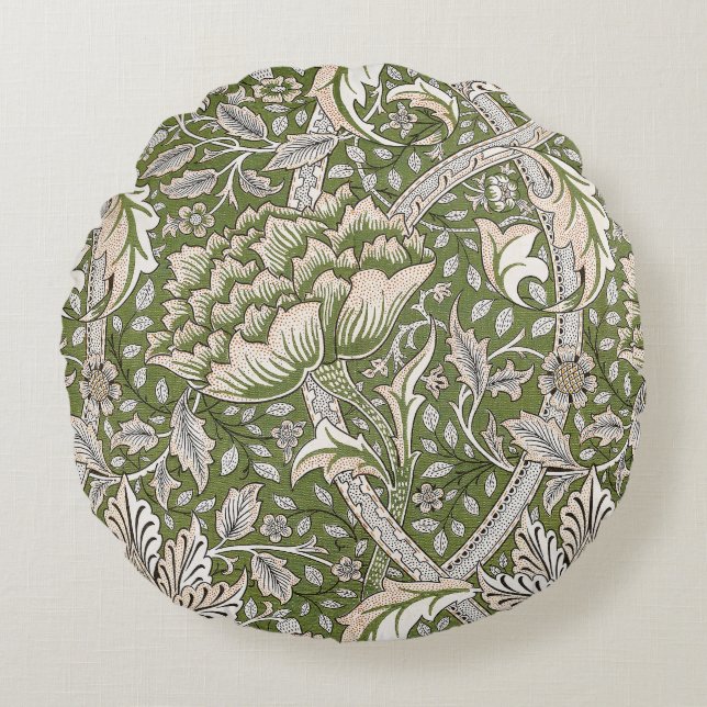 William Morris Windrush bloemen klassieker Rond Kussen (Voorkant)