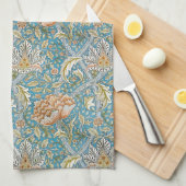 William Morris Windrush Bloempatroon Blauw Theedoek (Quarter Fold)
