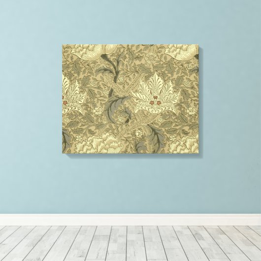 William Morris Windrush Bloempatroon: Vintage Canvas Afdruk (Insitu (Houten vloer))