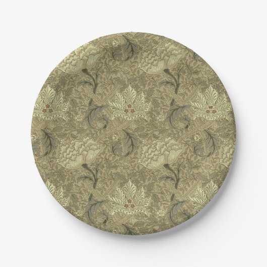 William Morris Windrush Bloempatroon: Vintage Papieren Bordje (Voorkant)