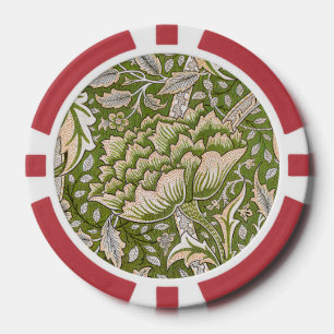 William Morris Windrush Floral Pattern Classic Poker Chips